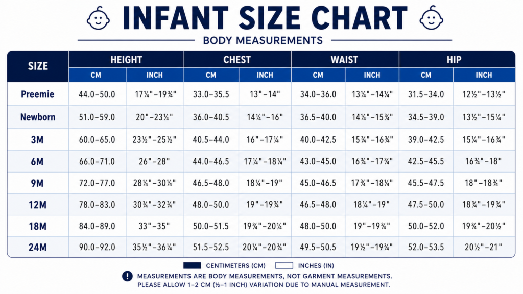 Infants Size Chart