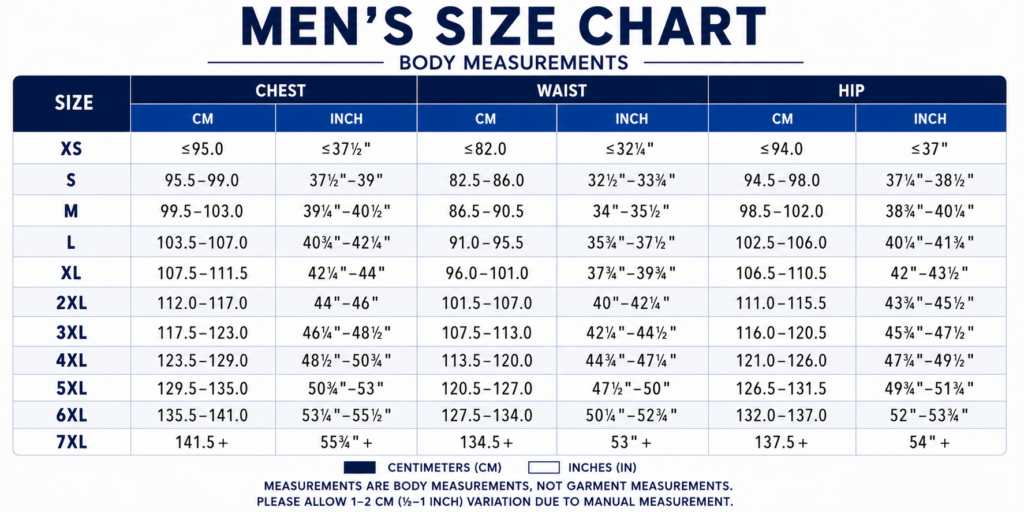 Men's Size Chart